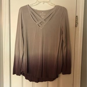 American Eagle soft & sexy long sleeve ombré shirt